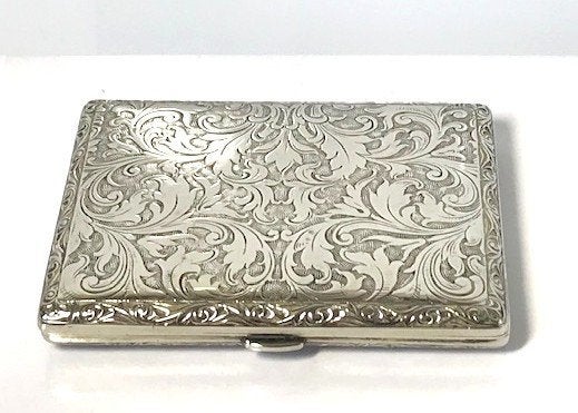 Boîte cigarettes antique kraft alpacca décor acanthe 1910✨, Antiquités & Art, Enlèvement ou Envoi