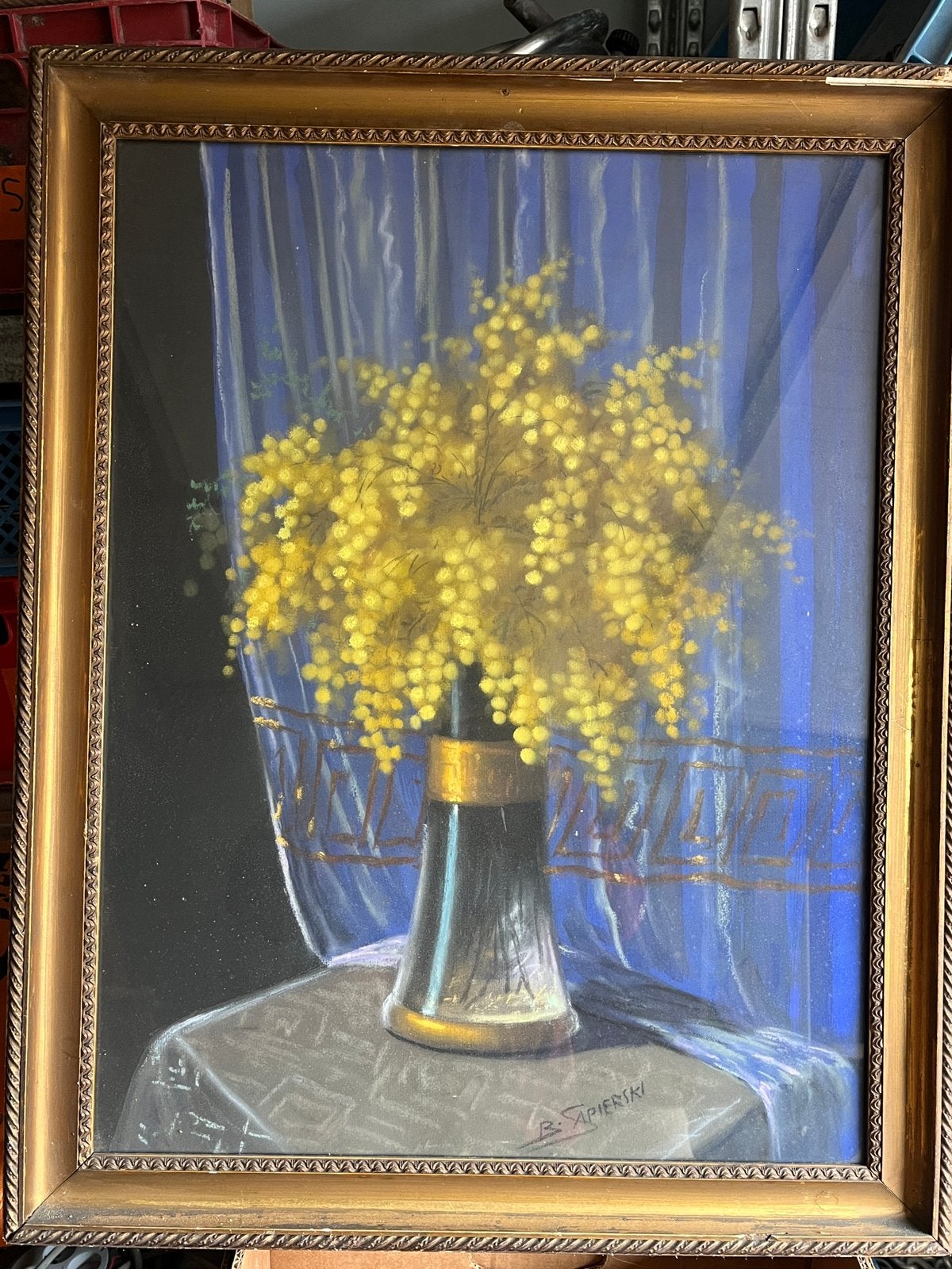 Pastel van B. SAPIERSKI, Antiek en Kunst, Ophalen