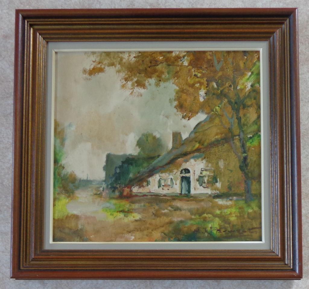 HENRI-JOSEPH PAUWELS / HOEVEZICHT / OLIEVERF / 56x59cm KADER, Ophalen of Verzenden