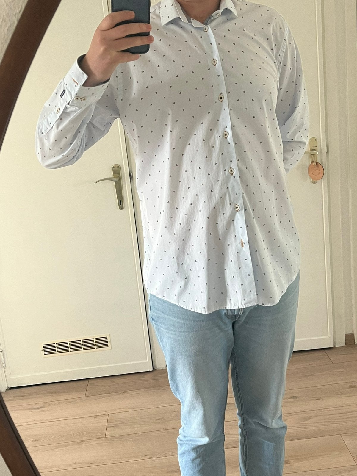 Hemden voor heren, Ophalen of Verzenden, Zo goed als nieuw, Blauw, Halswijdte 43/44 (XL)