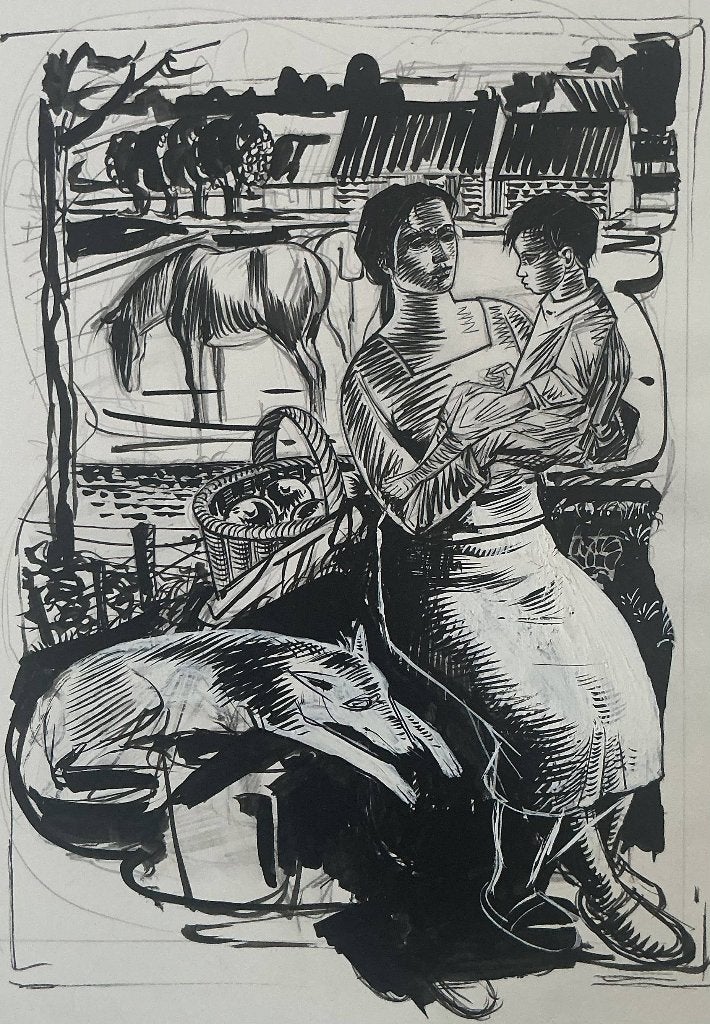 Inkttekening Gustaaf De Bruyne (1914-1981), Antiquités & Art, Enlèvement, Dessin