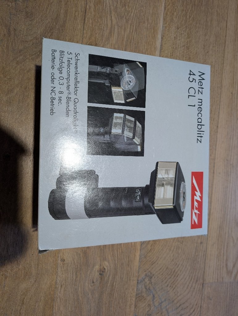 Metz Mecablitz 45 CL-1 flitser — retro, in originele doos, Audio, Tv en Foto, Foto | Flitsers, Gebruikt, Metz, Ophalen of Verzenden