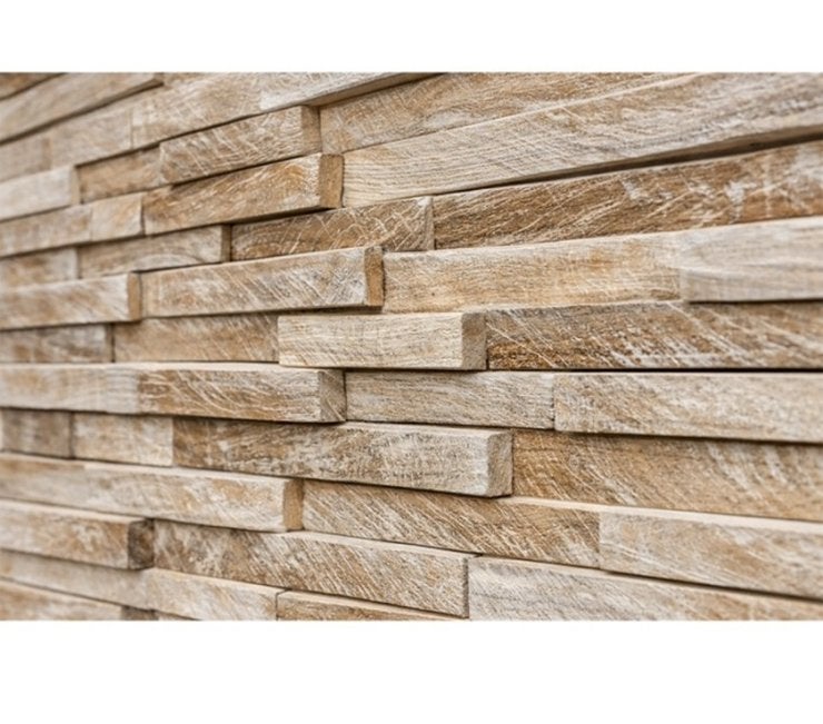 Wandpanelen 10 st 3D 1,08 m² massief teakhout, Ophalen, Nieuw, Hout, Minder dan 20 mm