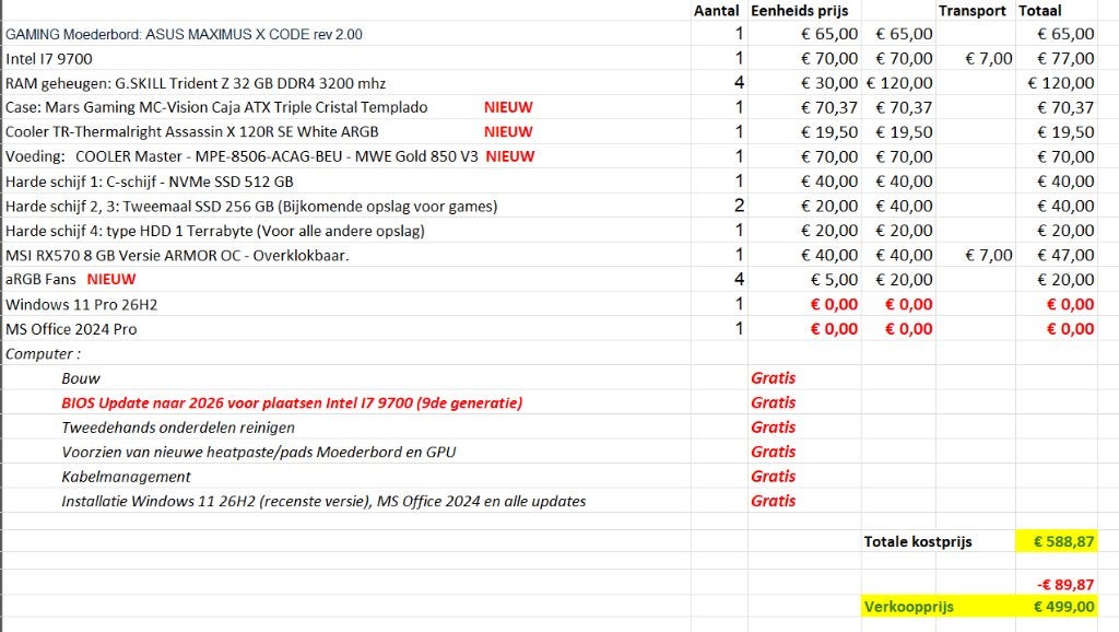 Budget Gaming Tower I7 32 GB, Computers en Software, 32 GB, Ophalen of Verzenden, Zo goed als nieuw, ASUS ROG