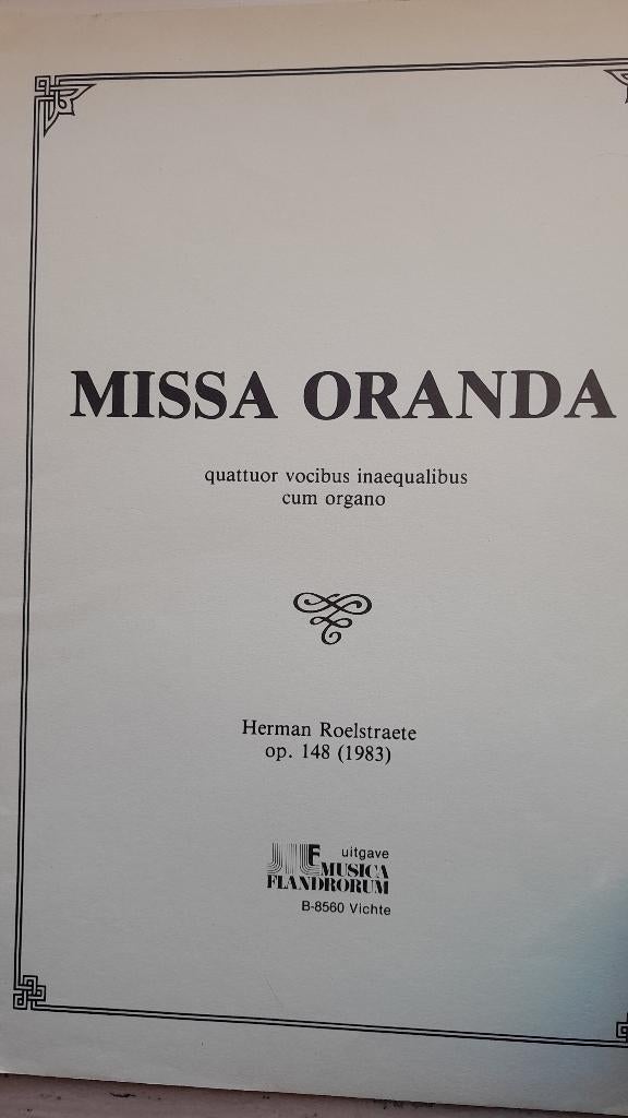 "Missa ORANDA "     H. Roelstraete, Musique & Instruments, Partitions, Neuf, Enlèvement ou Envoi, Autres genres, Religion et Gospel