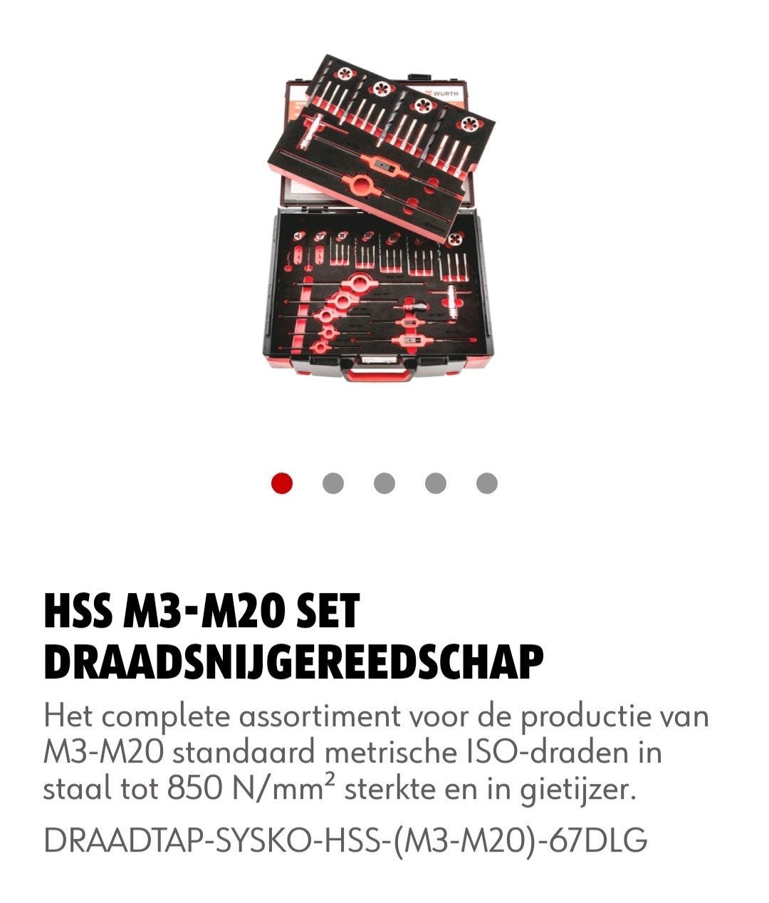 Draadsnijgereedschap Würth, Doe-het-zelf en Bouw, Gereedschap | Handgereedschap, Verzenden, Nieuw, Gereedschapsset, Overige merken