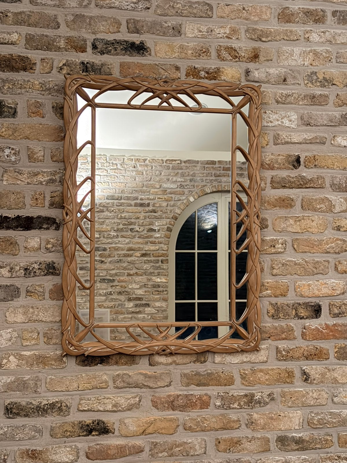 Grote houten wandspiegel 100x73 cm – decoratieve sierlijst, Ophalen, 100 tot 150 cm, Zo goed als nieuw, Rechthoekig