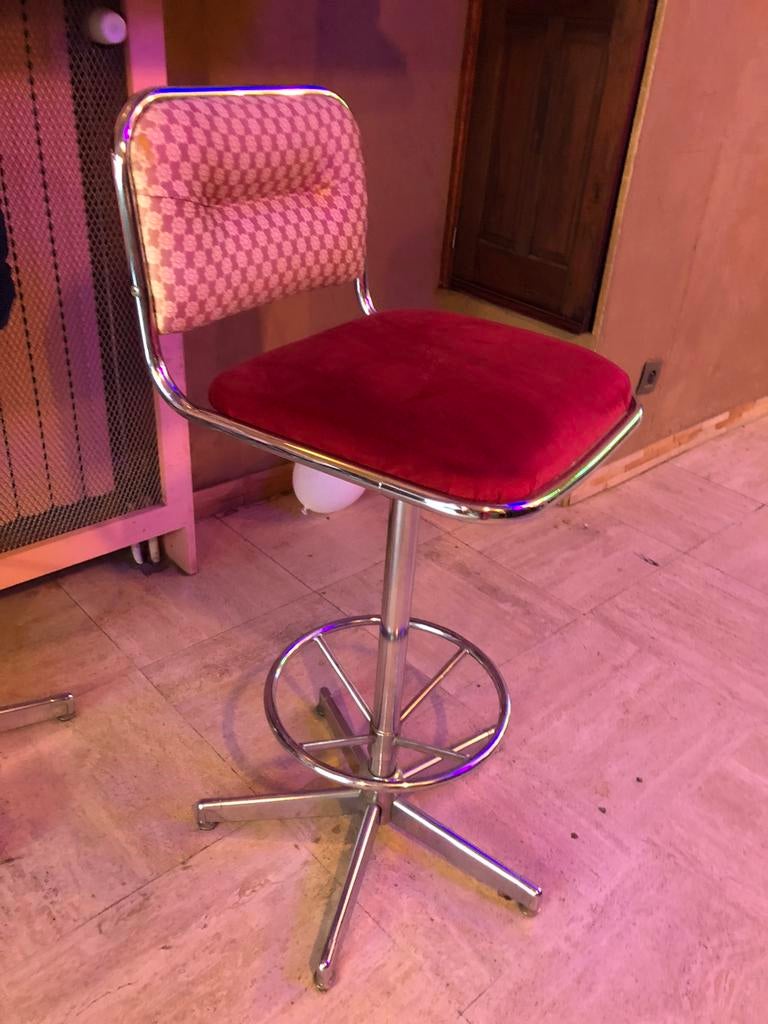 Vintage Barkrukken 4 stuks, Ophalen, 60 tot 90 cm, Met voetsteun, Zo goed als nieuw