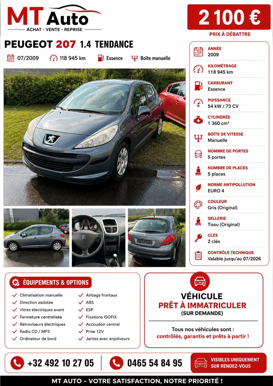 Peugeot 207 essence 118000km, Autos, Peugeot, Entreprise, ABS, Essence, 5 portes, Boîte manuelle, Enlèvement