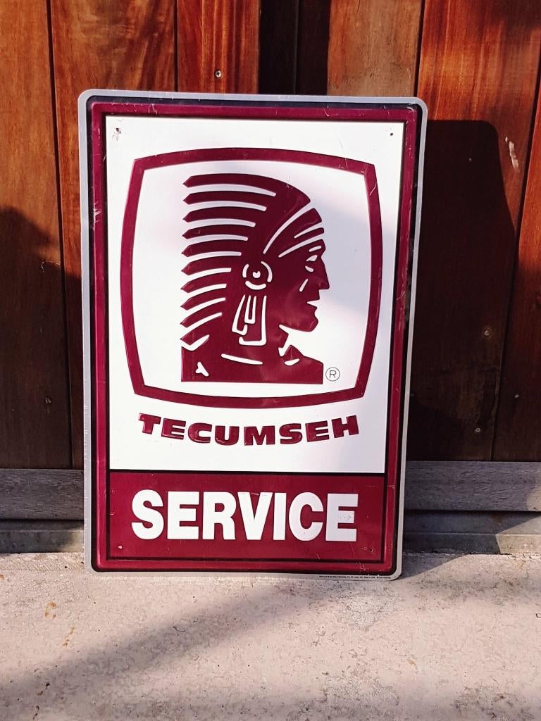 Vintage Tecumseh Service Reclamebord, USA tinplate, tinsign., Enlèvement ou Envoi, Utilisé, Panneau publicitaire