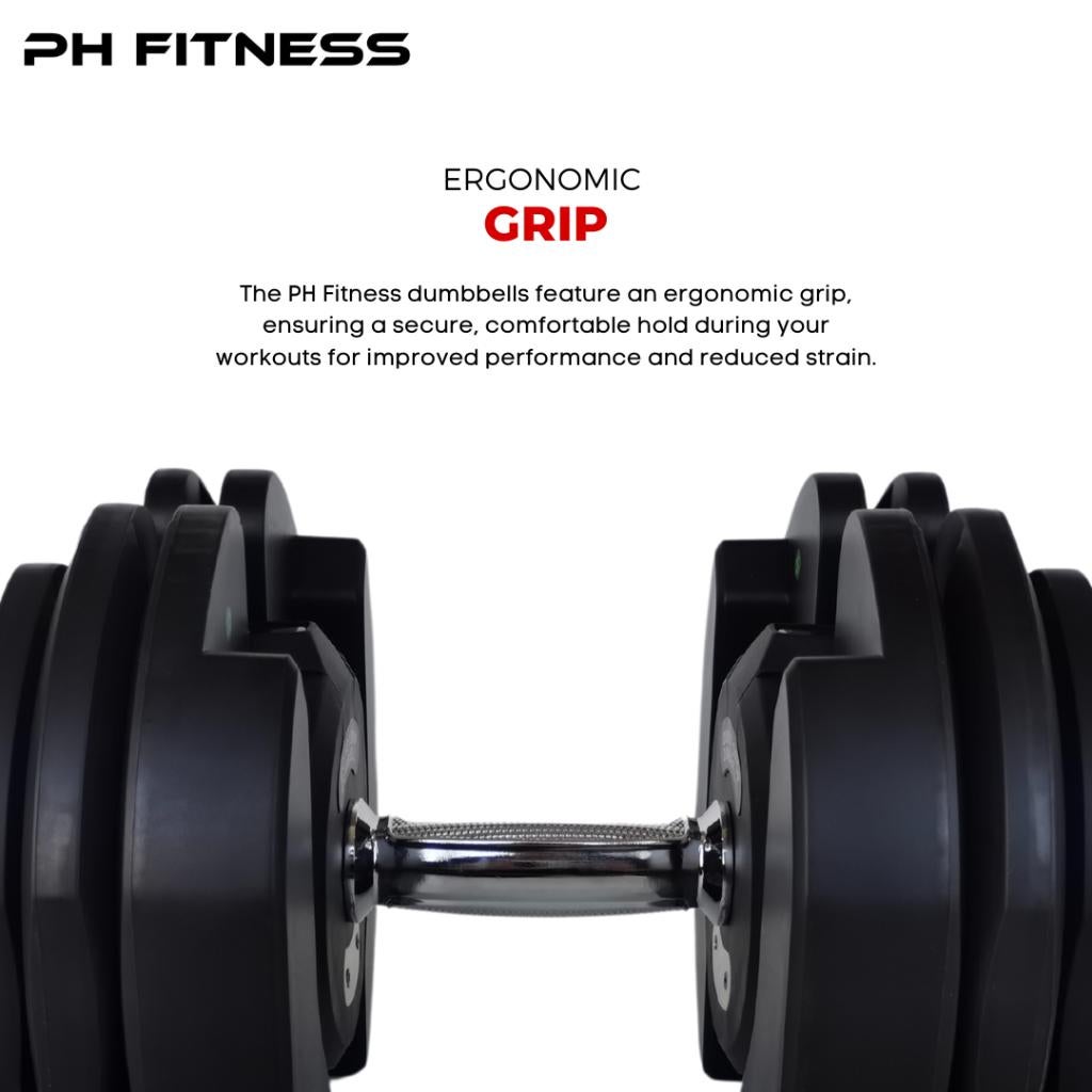 REFURBISHED DEAL PH Fitness - 2x 40KG Verstelbare Dumbbells, Ophalen, Nieuw