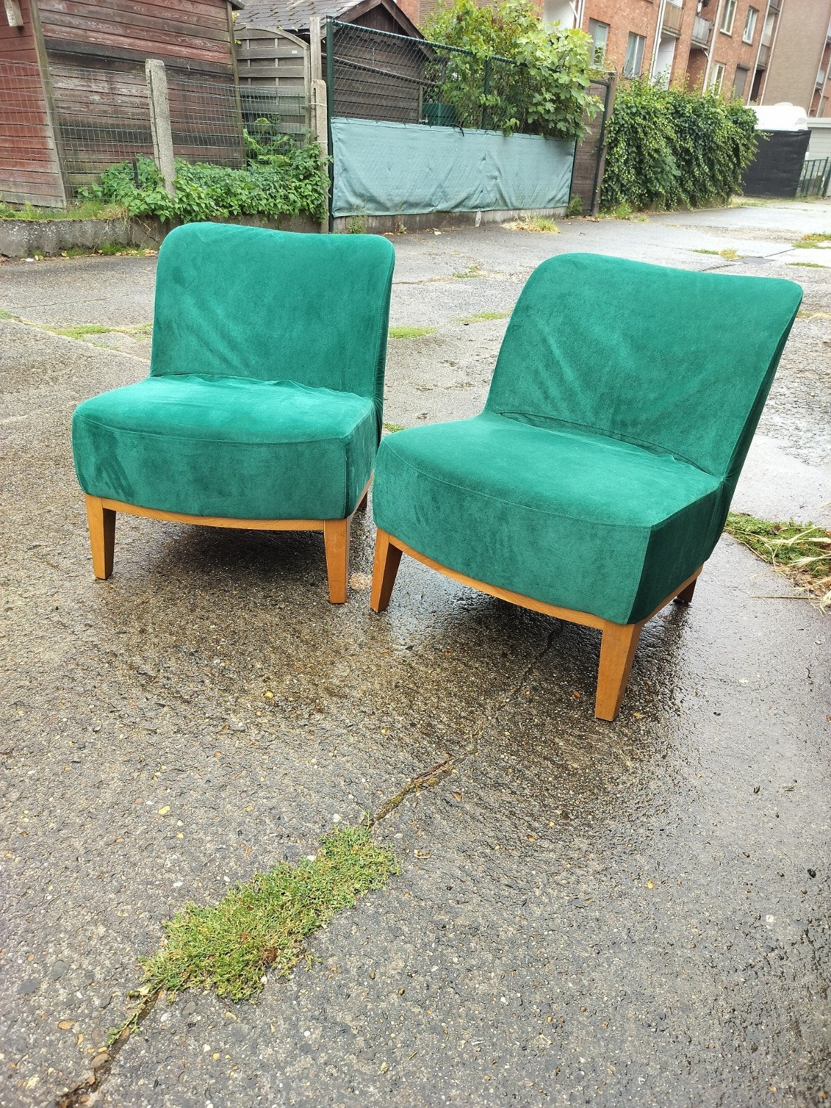Set van 2 loungefauteuils, Huis en Inrichting, Fauteuils, Ophalen, 75 tot 100 cm, Zo goed als nieuw, Stof