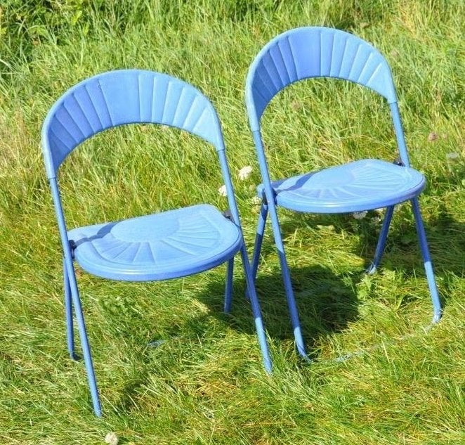 2 chaises pliable bleu, Enlèvement ou Envoi, Utilisé, Autres matériaux, Pliant