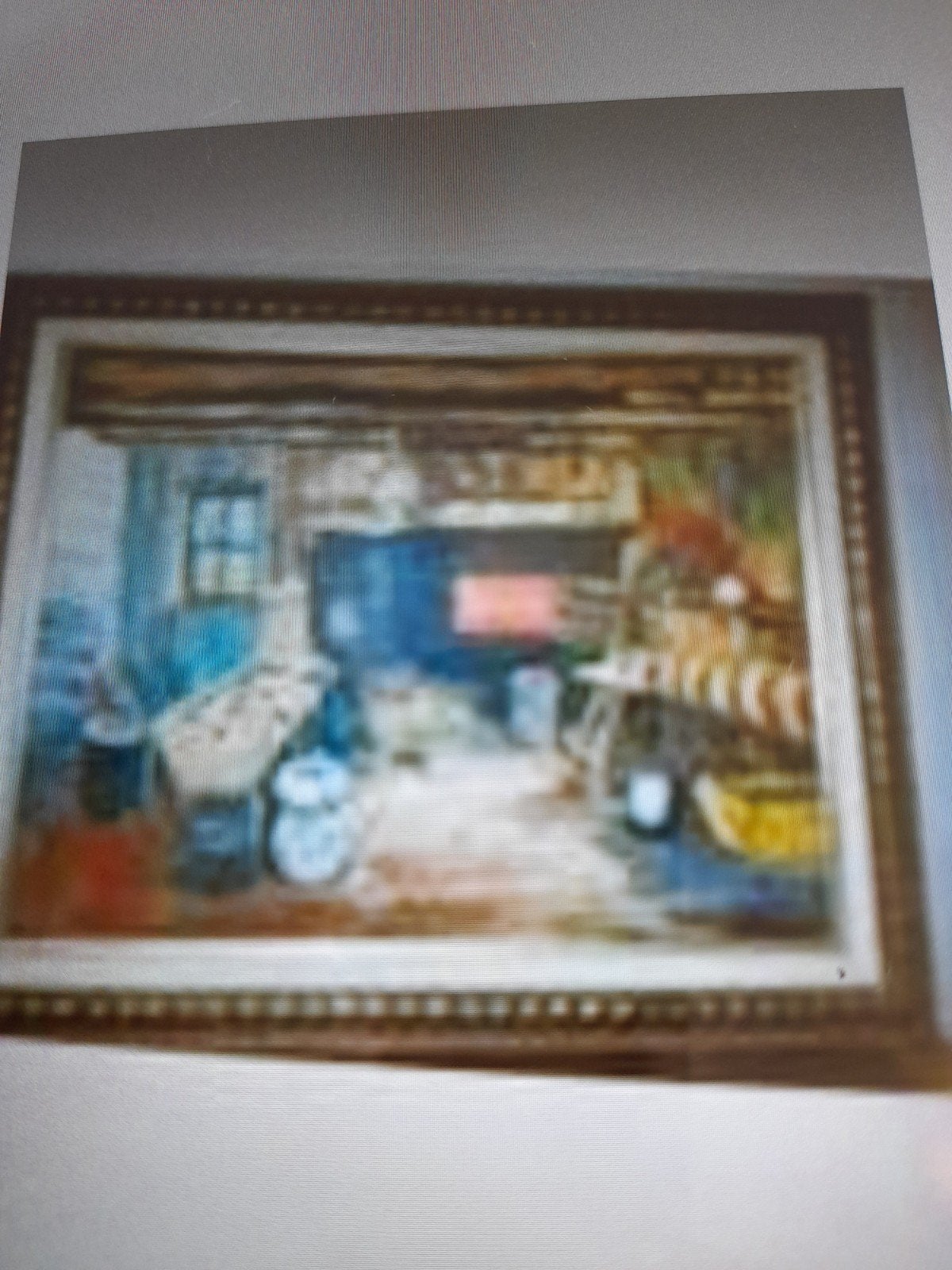 Peinture à l'huile bel encadrement +/-51cm x 61, Antiquités & Art