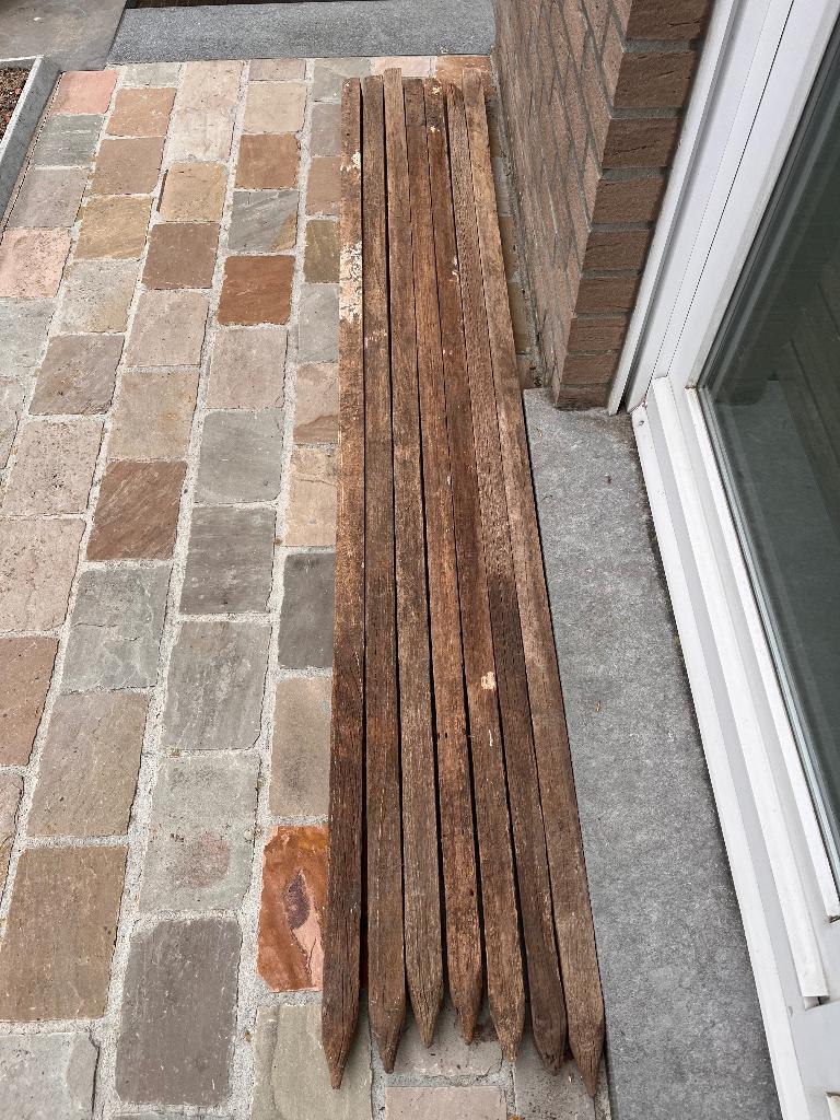 Bangkirai palen, Tuin en Terras, Ophalen, Gebruikt, Palen, Hardhout