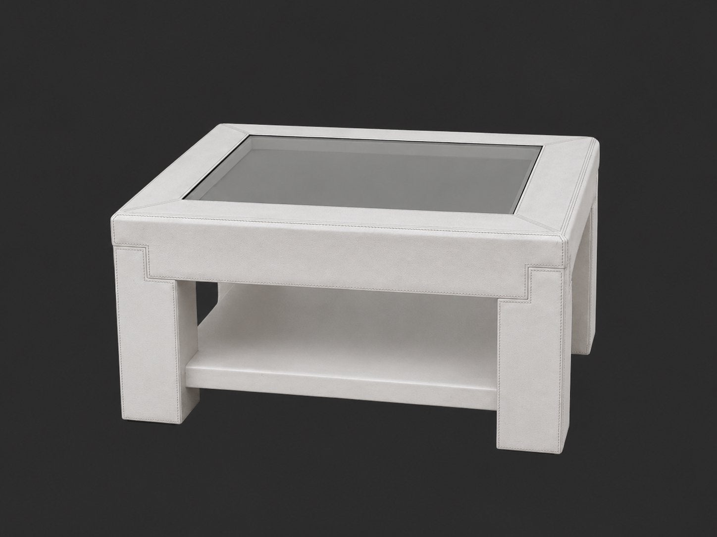 Table basse geinee cuir blanc, Maison & Meubles, Moins de 50 cm, 50 à 100 cm, Carré, Contemporain