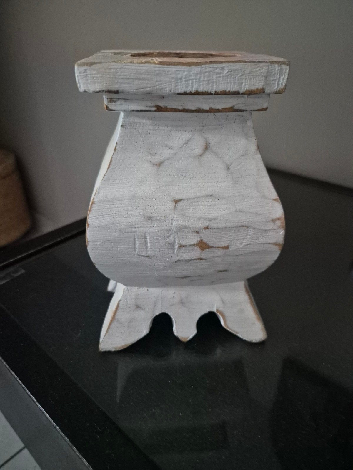 witte houten kaarsenhouder, Ophalen of Verzenden, Wit, Hout