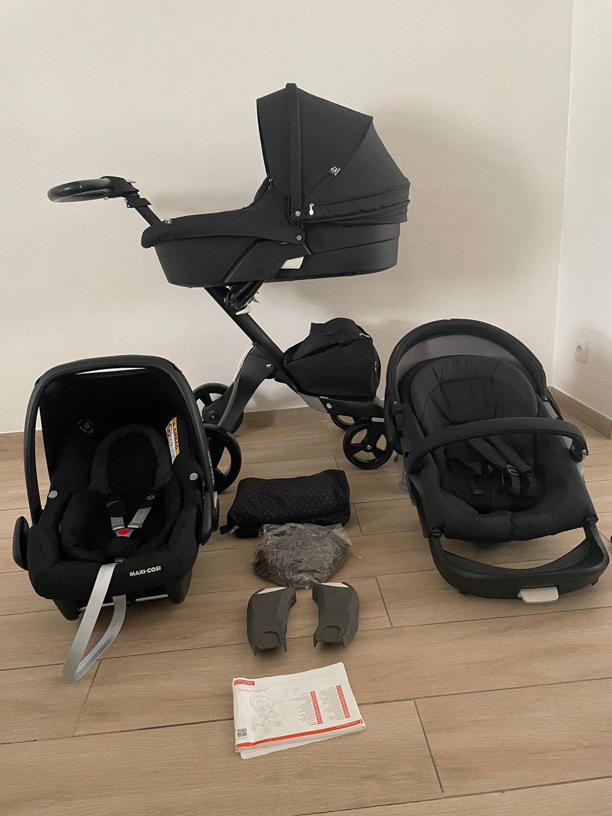 Stokke Xplory Black kinderwagen 3-in-1 Complete Set, Kinderen en Baby's, Babygeluk, Ophalen of Verzenden, Zo goed als nieuw, W