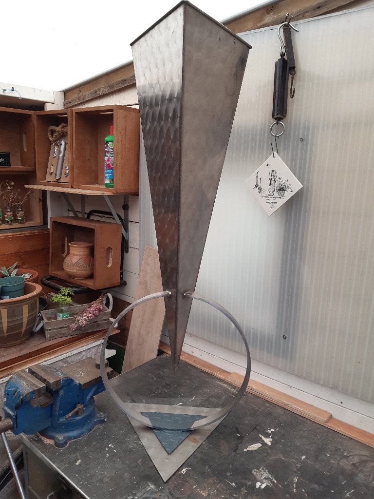 grote rvs plantenbak, bloembak rvs 120cm hoog, Tuin en Terras, Ophalen, Gebruikt, Metaal, Overige vormen