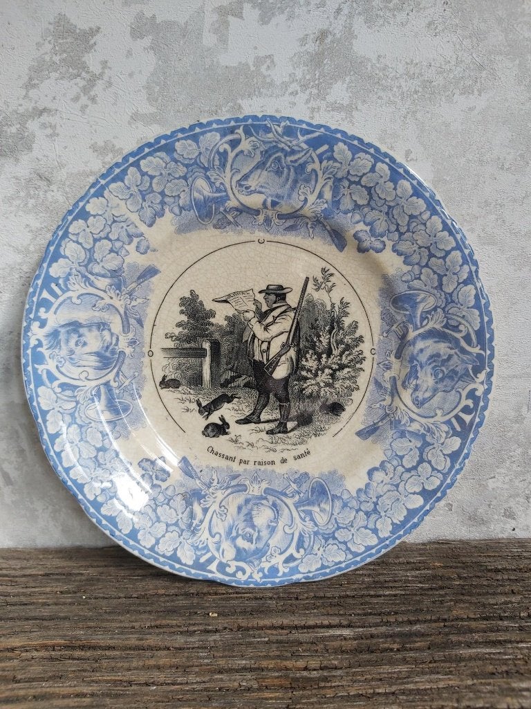 Oud "sprekend" frans  bordje "jager" (Assiette parlante), Enlèvement ou Envoi