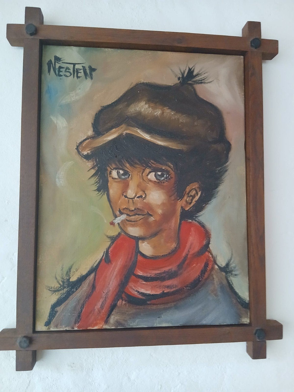 peinture Smoking Boy Nests, Portrait ou Personnes, Enlèvement ou Envoi, Peinture à l'huile, Toile