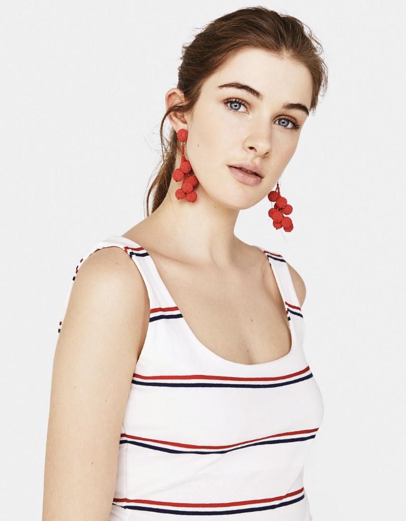 Wit topje met strepen van Bershka - Maat medium, Kleding | Dames, Verzenden, Wit