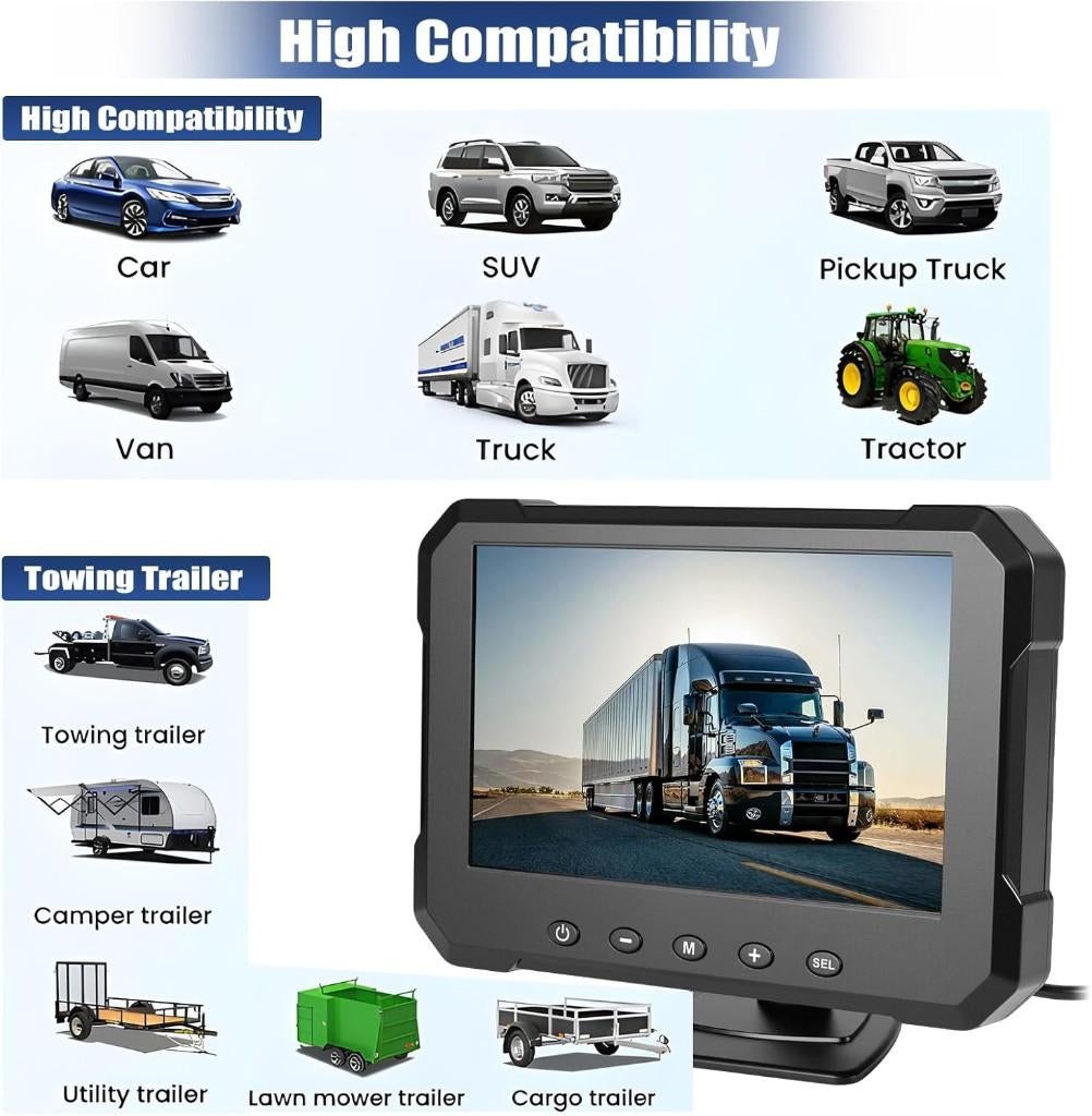 Achteruitrijcamera met 5 inch digitaal signaal met camera, Auto diversen, Achteruitrijcamera's, Nieuw, Draadloos, Ophalen of Verzenden