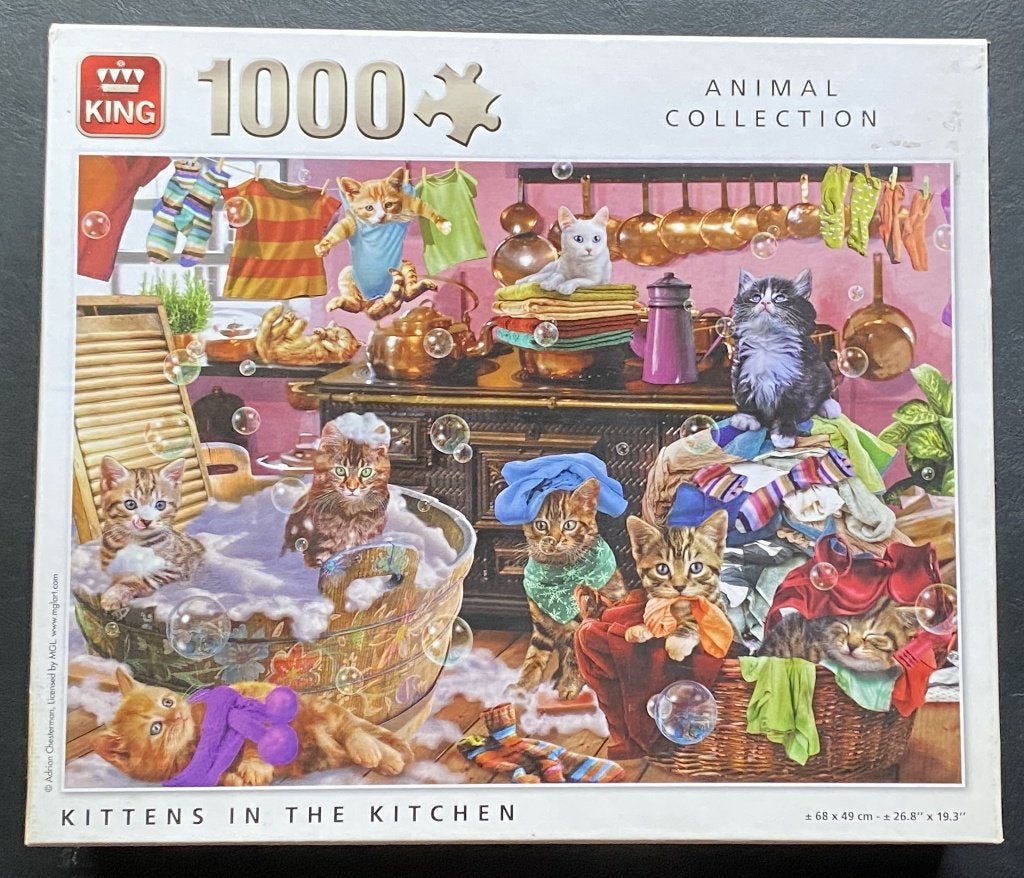 Puzzel "Kittens in the kitchen" van King (1000 stuks), Ophalen of Verzenden, Gebruikt