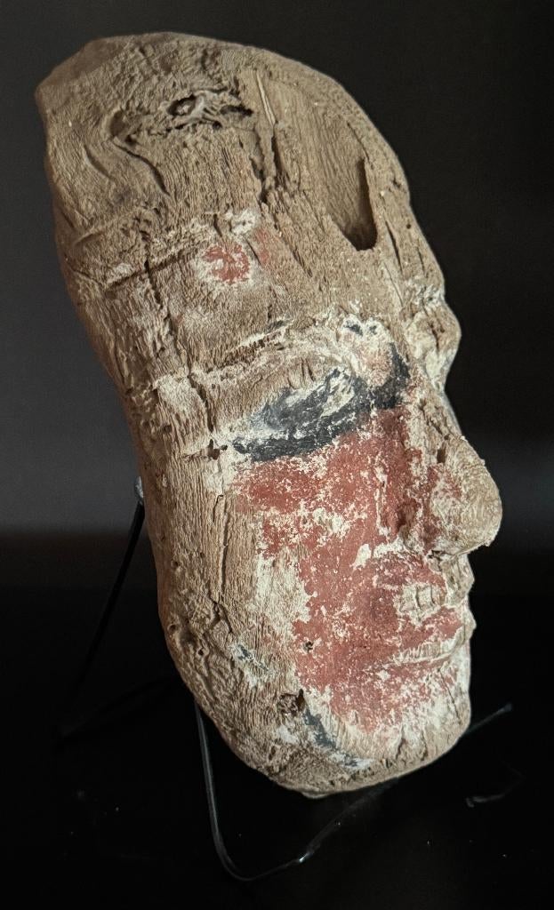 Ancien Masque de Sarcophage Egyptien en Bois, Enlèvement