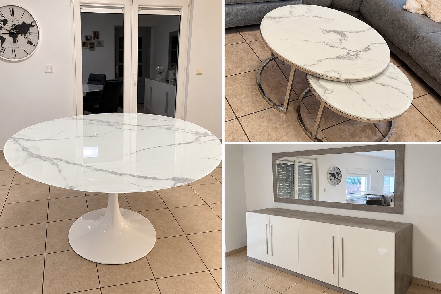 Volledige eetkamertafel/buffet/spiegel/salontafels, Huis en Inrichting, Ophalen