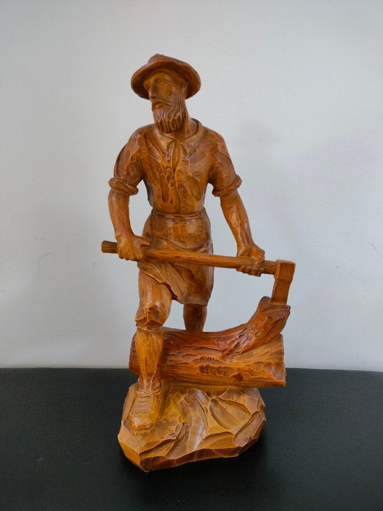 statue d'un bûcheron de la Forêt-Noire de 47 cm de haut, Statue, Enlèvement ou Envoi, Brun, Composites