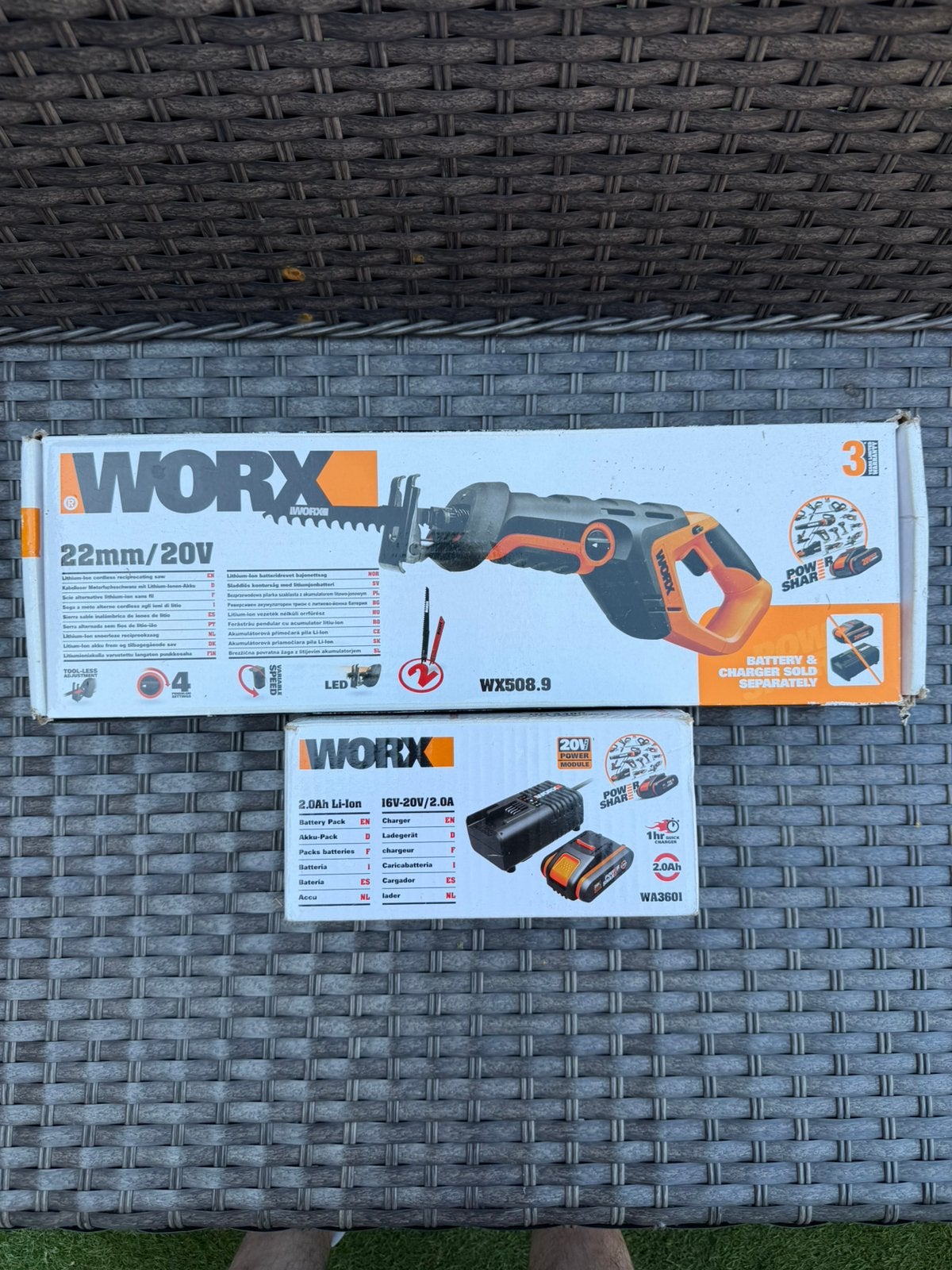 WORX WX508.9 20V Accu Reciprozaag + Accu & Lader, Enlèvement ou Envoi, Comme neuf, Scie sabre