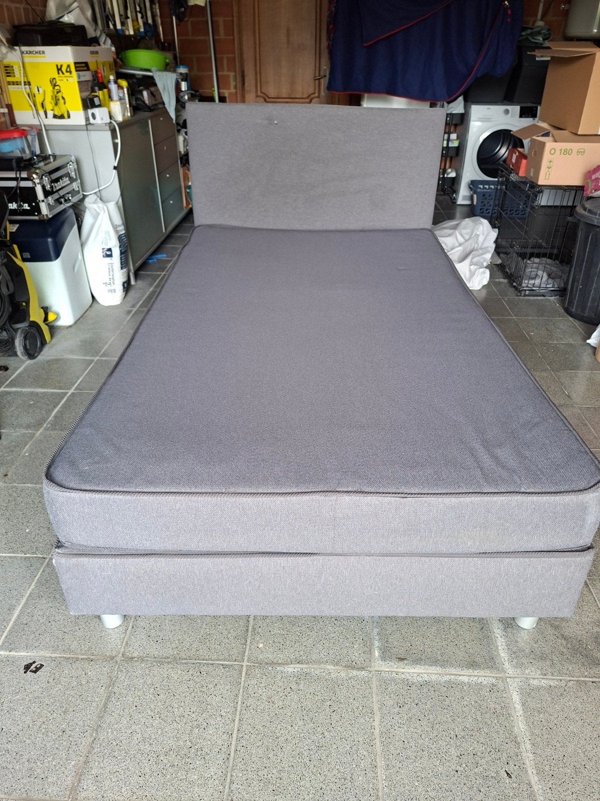 Boxspringbed 120200cm, Huis en Inrichting, Slaapkamer | Boxsprings, Ophalen, Grijs