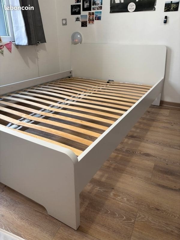 Lit 140x200cm Askvoll blanc, Enlèvement, IKEA, Blanc