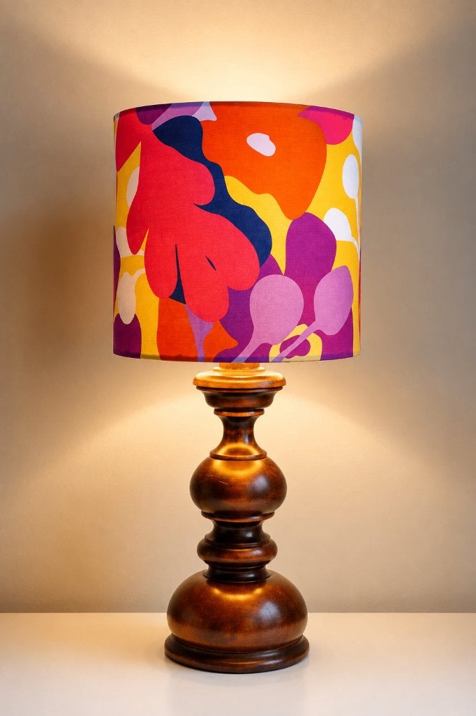 Kleurrijke lampenkap – retro design – handgemaakt, 25 cm, Lampe de table, Enlèvement ou Envoi, Textile