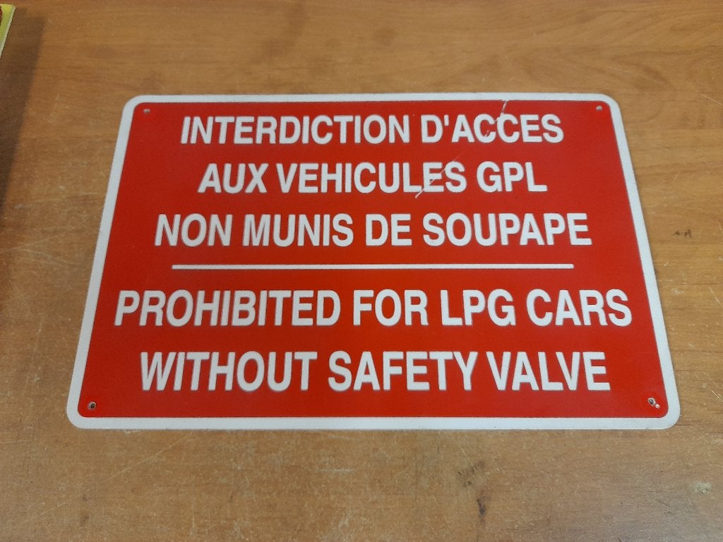 Oude plastic plaat Prohibition LPG Auto 35x23, Ophalen of Verzenden, Gebruikt, Overige typen