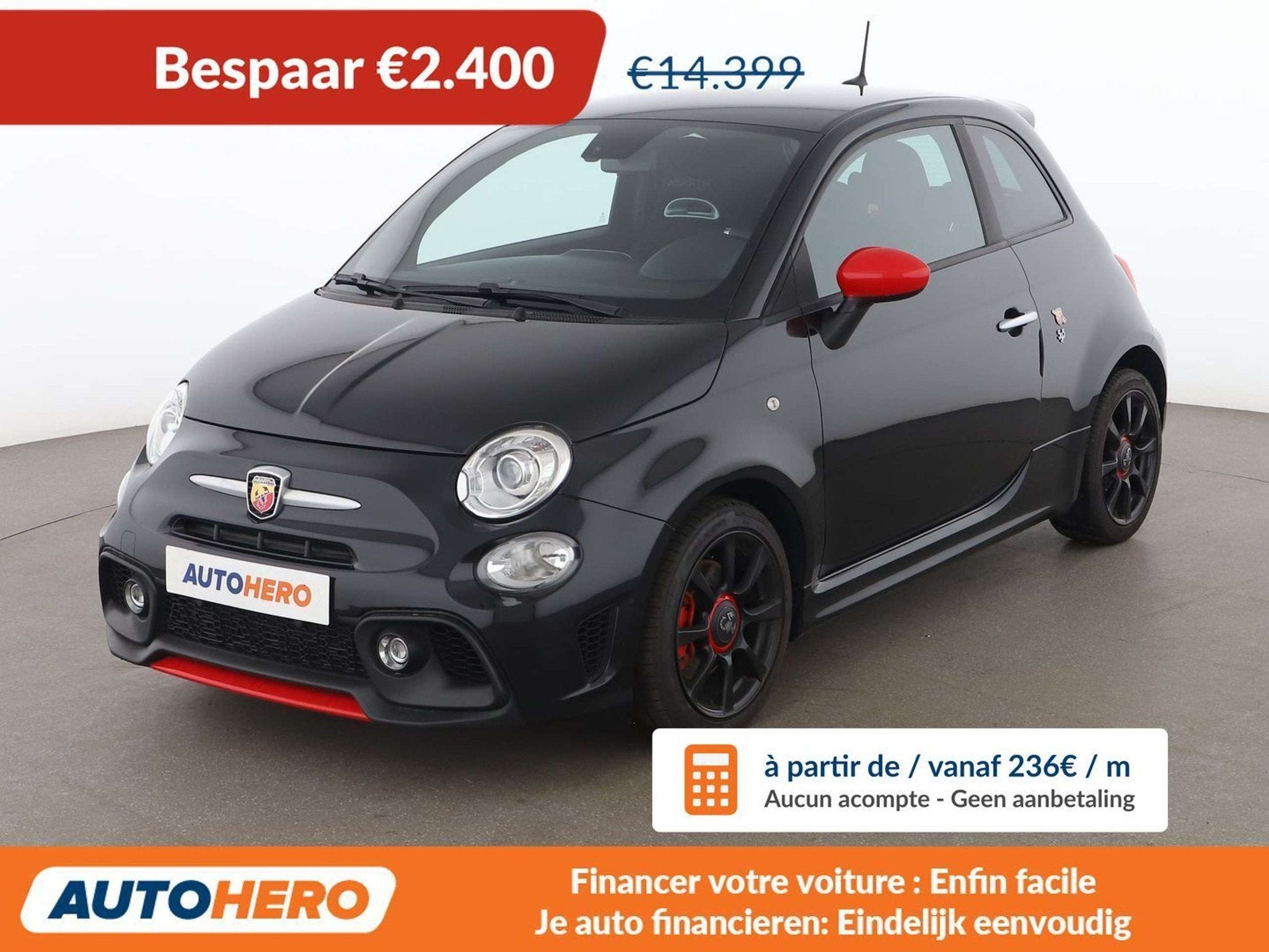 Abarth 595 1.4 Turbo (bj 2019), Auto's, Voorwielaandrijving, Stof, Zwart, Handgeschakeld