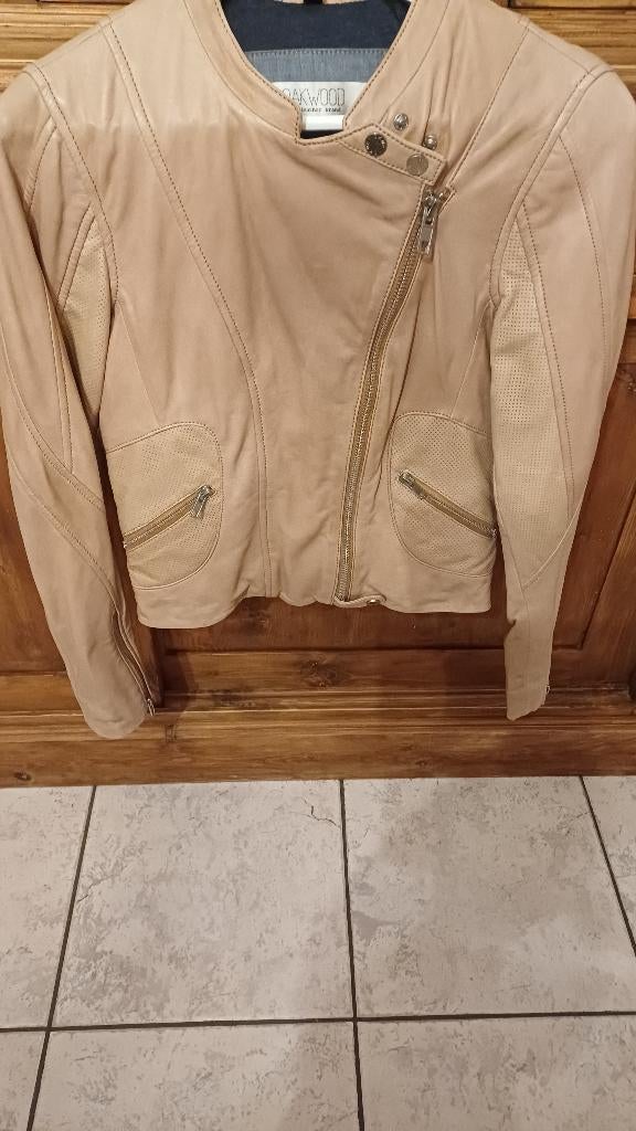Lederen jasje, Beige, Ophalen of Verzenden, Jasje, Maat 36 (S)