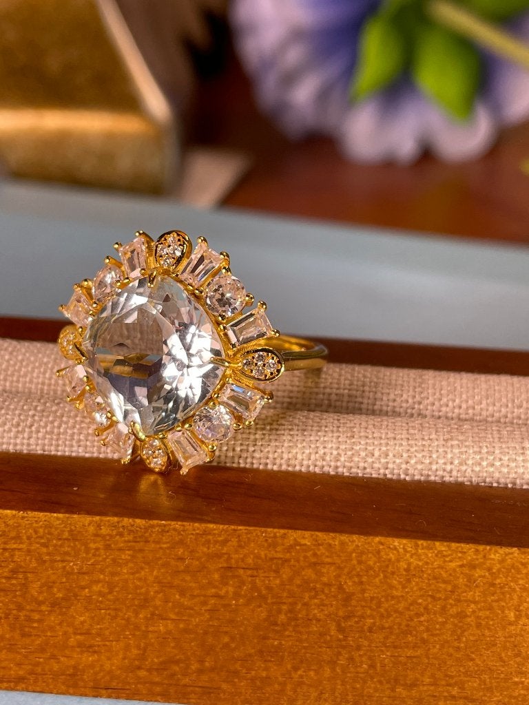 Bague en argent avec topaze naturelle de près de 20 carats, Bijoux, Sacs & Beauté, Bagues, Neuf, 18 à 19, Femme ou Homme, Or