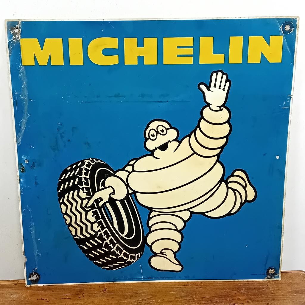 panneau d'affichage en aluminium Michelin 65x65 ca 1960, Enlèvement ou Envoi, Utilisé, Panneau publicitaire