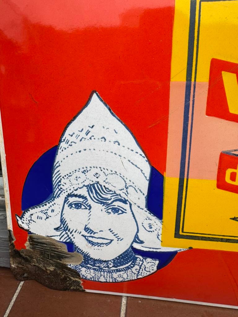 Panneau d'affichage émaillé ancien VITELLO, Enlèvement ou Envoi