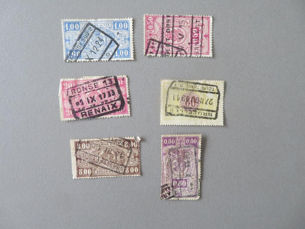 6 oude Belgische Spoorwegen, Postzegels en Munten, Ophalen of Verzenden, Gestempeld