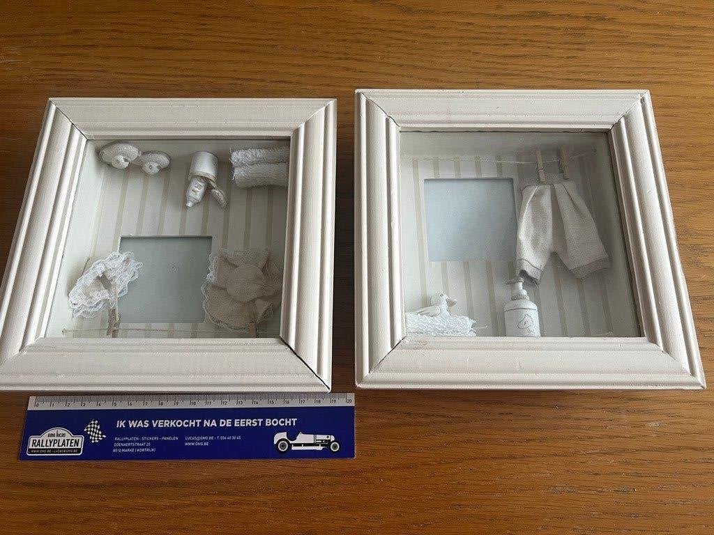 Set van 2 schattige 3D babykaderkes - Nieuw!, Ophalen of Verzenden, Nieuw, Ingelijst, Wanddecoratie