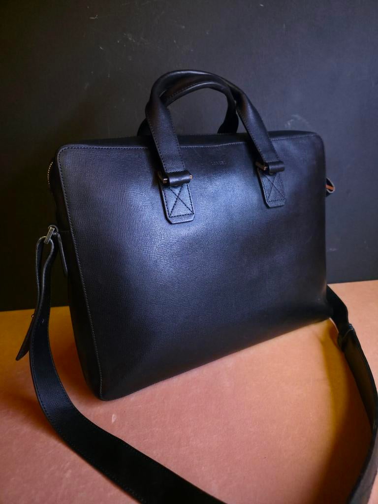 LANCEL porte‑documents cuir grainé noir – authentique – exce, Enlèvement ou Envoi, Noir, Cuir