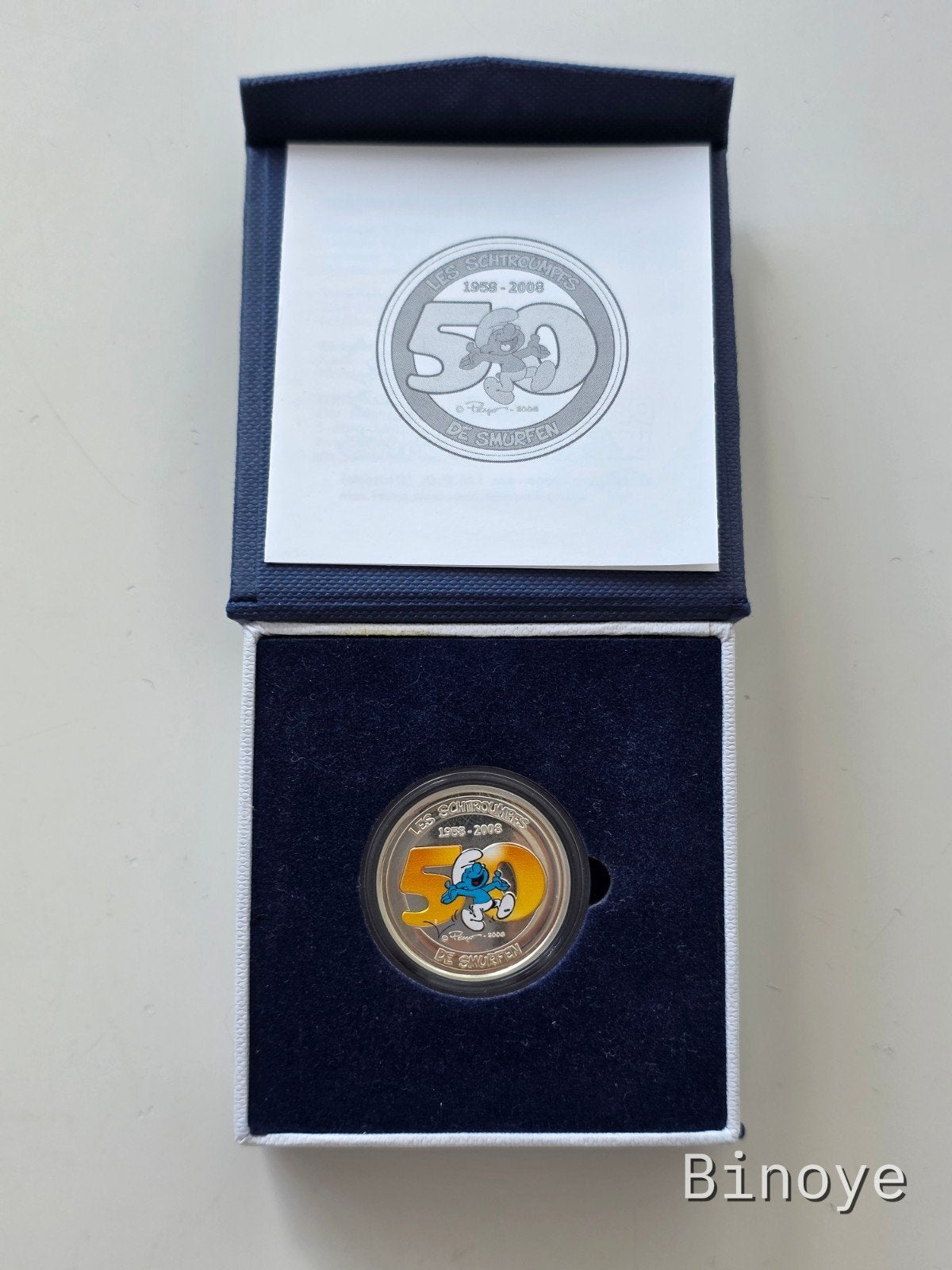 5€ Belgique 2008 Schtroumpfs 50 ans Argent 925 Proof Couleur, Enlèvement ou Envoi, Belgique, 5 euros, Argent