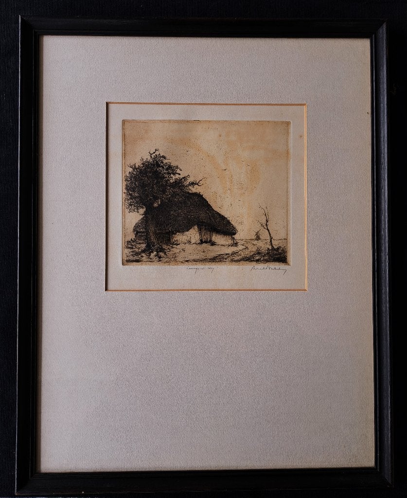 Dirk Baksteen Zeldzaamheid + 2x gesigneerd + vignet De Vuyst, Gesigneerd, Landschap, 37 cm, 1950 - 1999