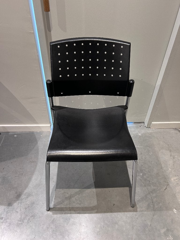 Zwarte stoelen, Huis en Inrichting, Stoelen, Ophalen, Gebruikt, Zwart, Kunststof