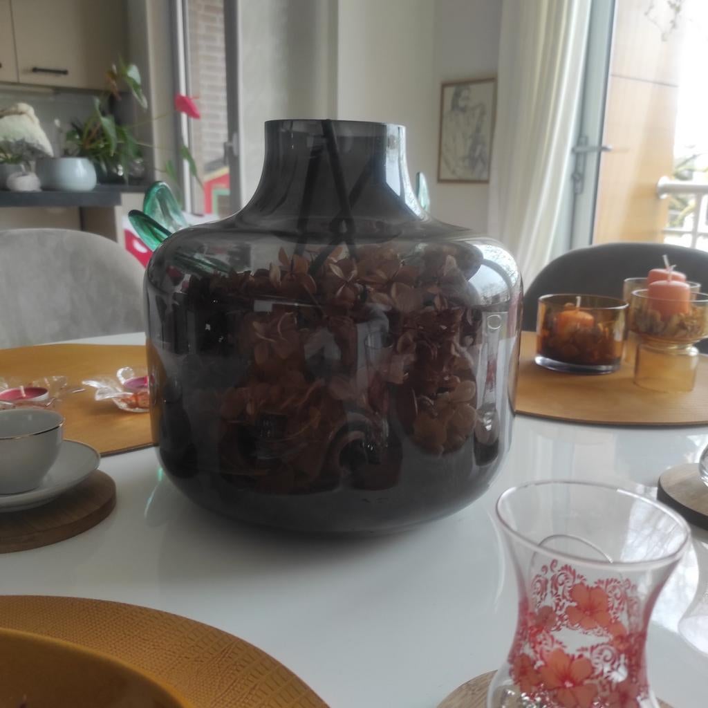 Retro groene vaas, Ophalen, Minder dan 50 cm, Groen, Glas