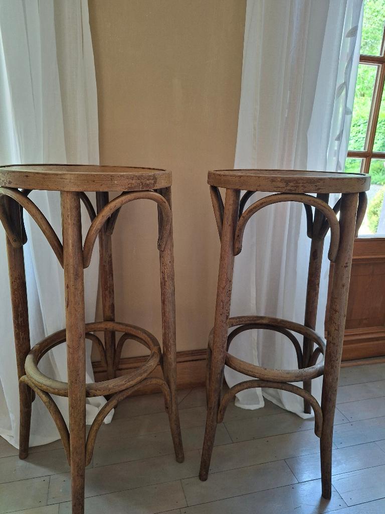 Antieke Thonet barkrukken in zeer goede staat, Ophalen, Gebruikt, 60 tot 90 cm, Hout