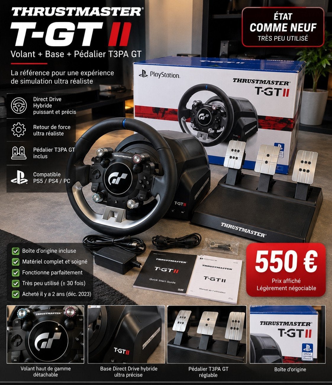 Thrustmaster TGT2 PARFAIT ÉTAT, 1 joueur, Enlèvement, Comme neuf, Simulation